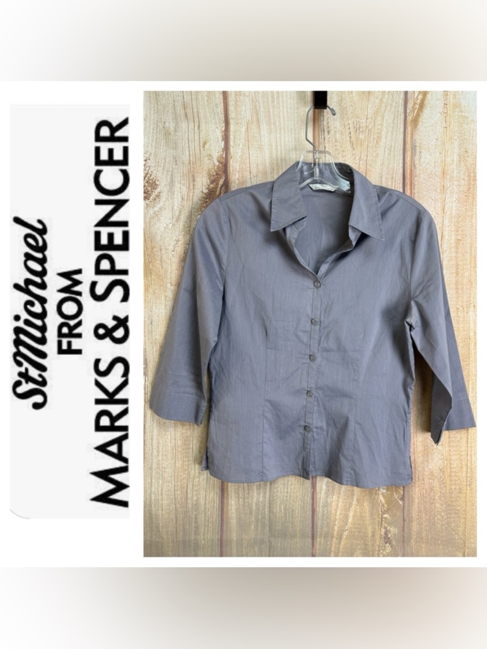 💵St Michael for Marks&Spencer Classic Lilac Button-Front Women's Shirt Size 6